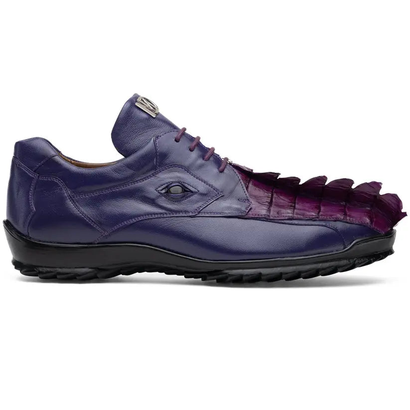 Marco Di Milano Udine Purple Genuine Hornback Caiman Crocodile Tail/Calf Sneakers