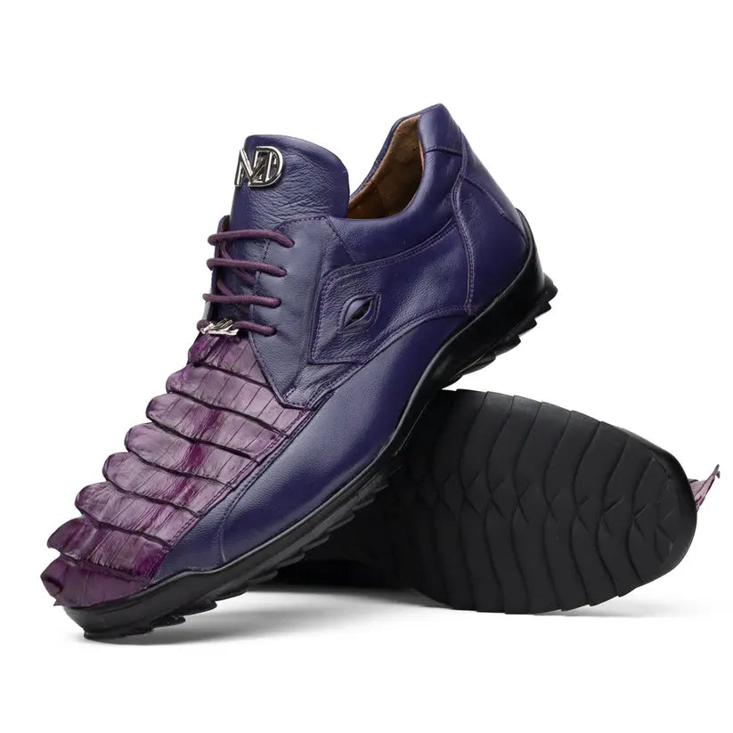 Marco Di Milano Udine Purple Genuine Hornback Caiman Crocodile Tail/Calf Sneakers
