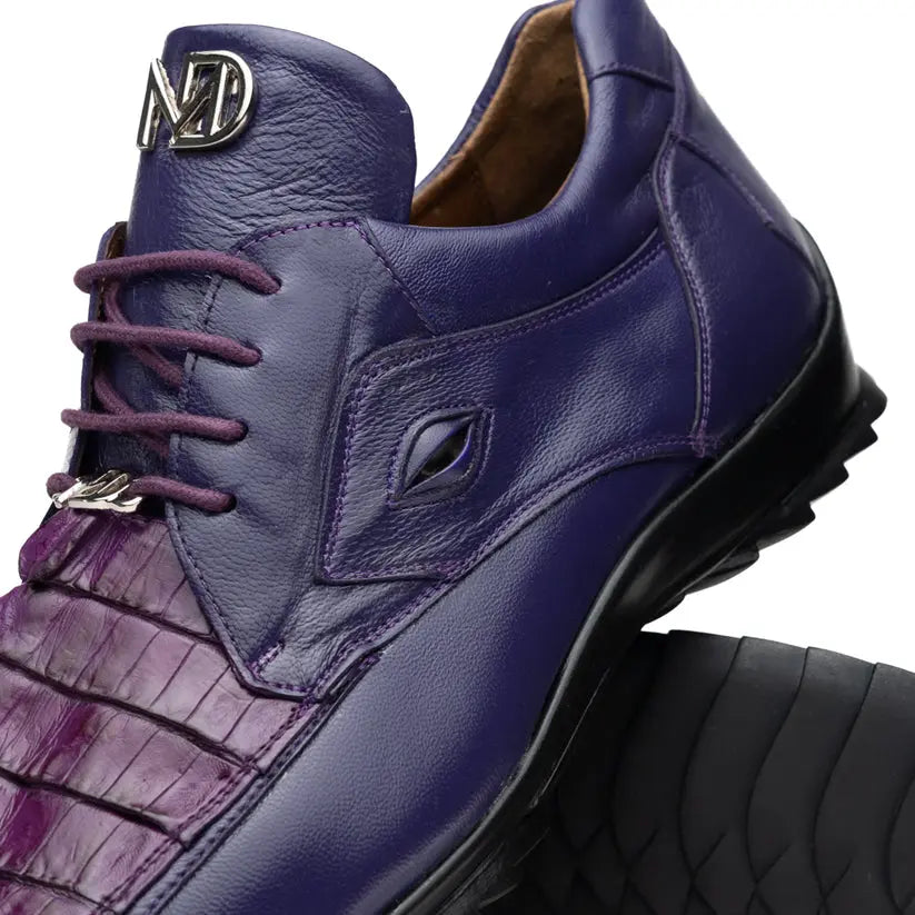 Marco Di Milano Udine Purple Genuine Hornback Caiman Crocodile Tail/Calf Sneakers