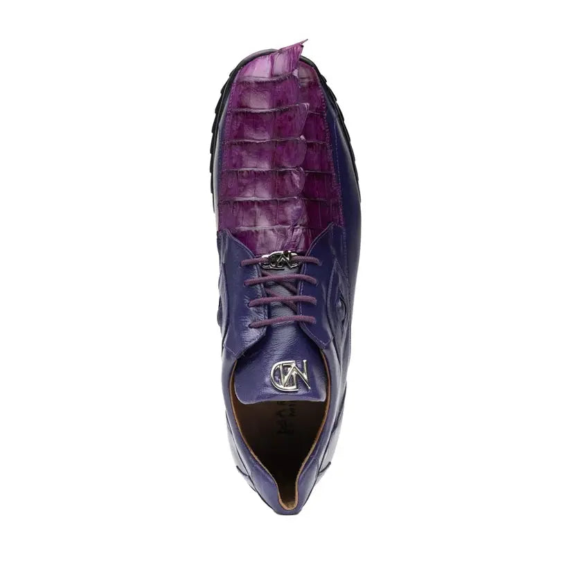 Marco Di Milano Udine Purple Genuine Hornback Caiman Crocodile Tail/Calf Sneakers