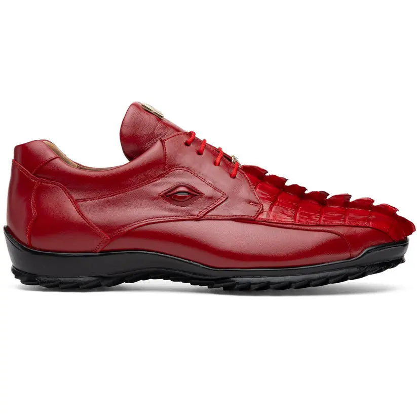 Marco Di Milano Udine Red Genuine Hornback Caiman Crocodile Tail/Calf Sneakers