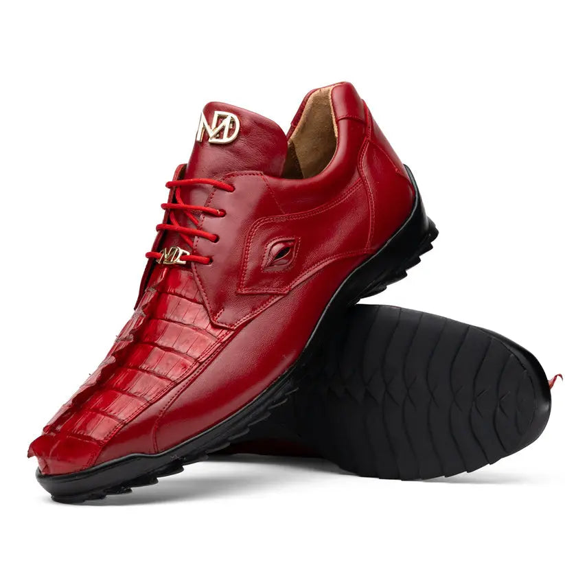 Marco Di Milano Udine Red Genuine Hornback Caiman Crocodile Tail/Calf Sneakers
