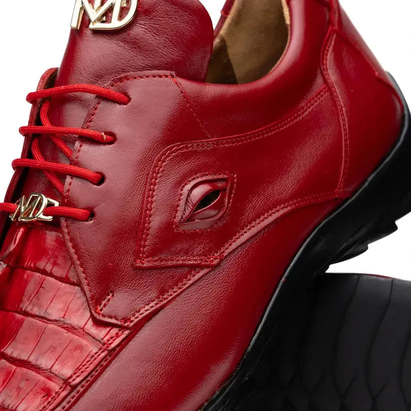 Marco Di Milano Udine Red Genuine Hornback Caiman Crocodile Tail/Calf Sneakers