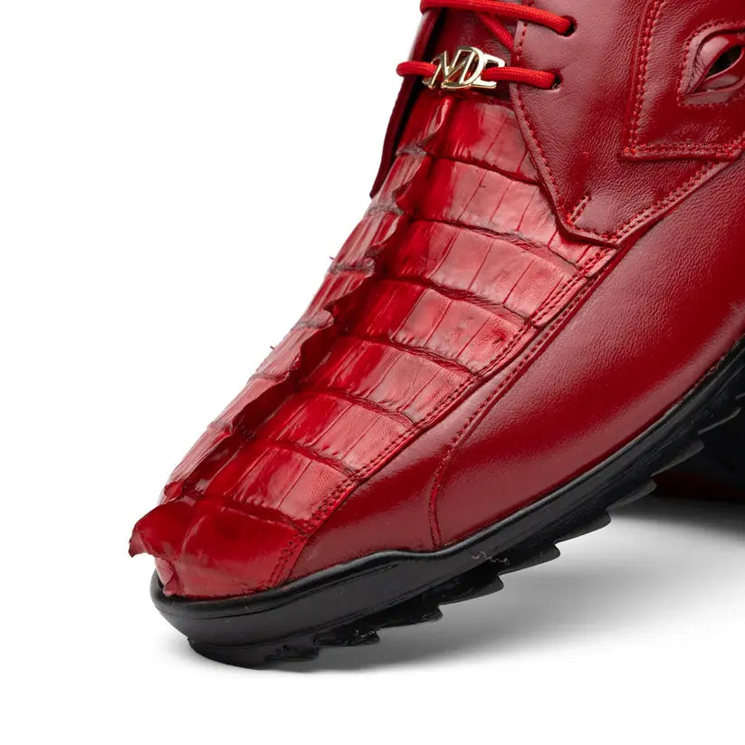Marco Di Milano Udine Red Genuine Hornback Caiman Crocodile Tail/Calf Sneakers