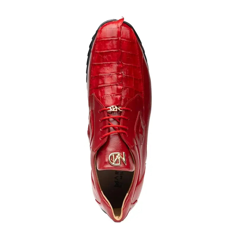 Marco Di Milano Udine Red Genuine Hornback Caiman Crocodile Tail/Calf Sneakers