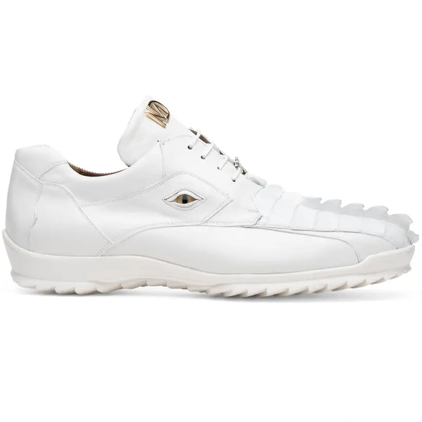 Marco Di Milano Udine White Genuine Hornback Caiman Crocodile Tail/Calf Sneakers
