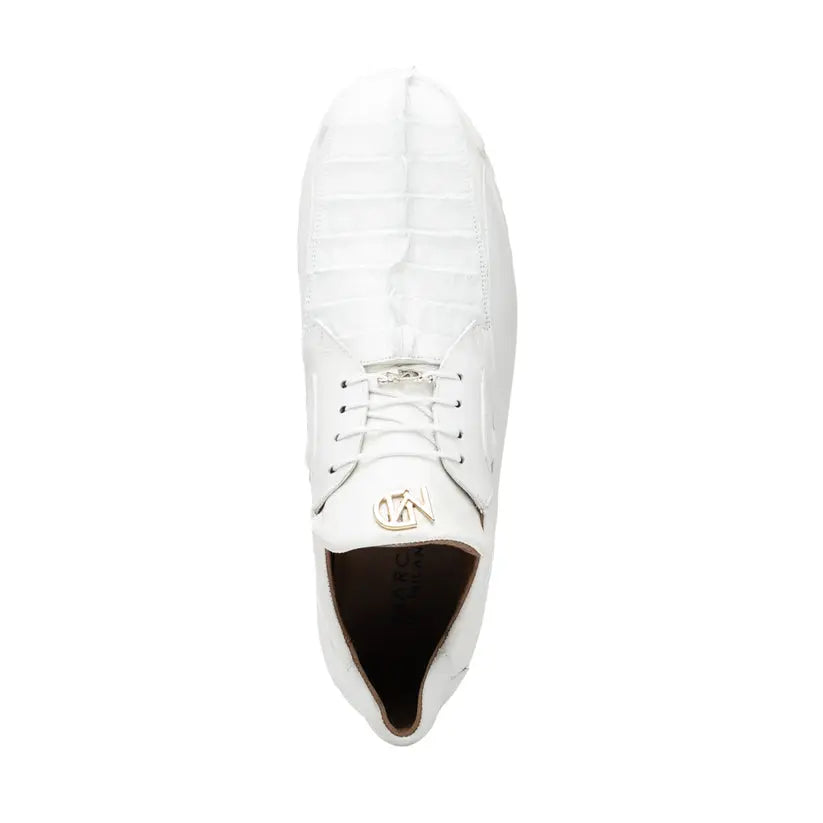 Marco Di Milano Udine White Genuine Hornback Caiman Crocodile Tail/Calf Sneakers