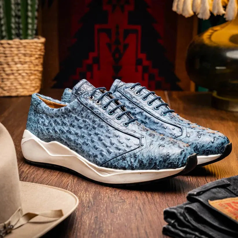 Marco Di Milano Varenna Blue Jeans Genuine Ostrich Sneakers