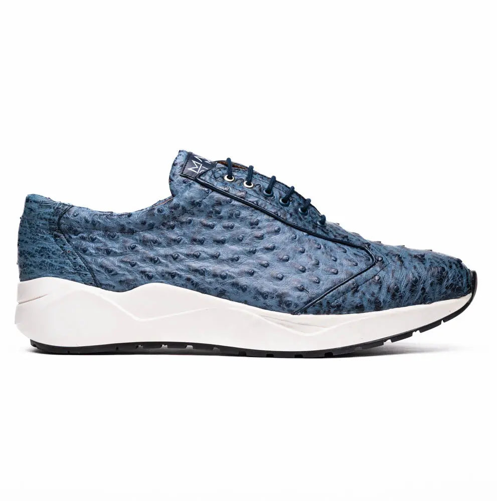 Marco Di Milano Varenna Blue Jeans Genuine Ostrich Sneakers