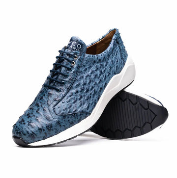 Marco Di Milano Varenna Blue Jeans Genuine Ostrich Sneakers