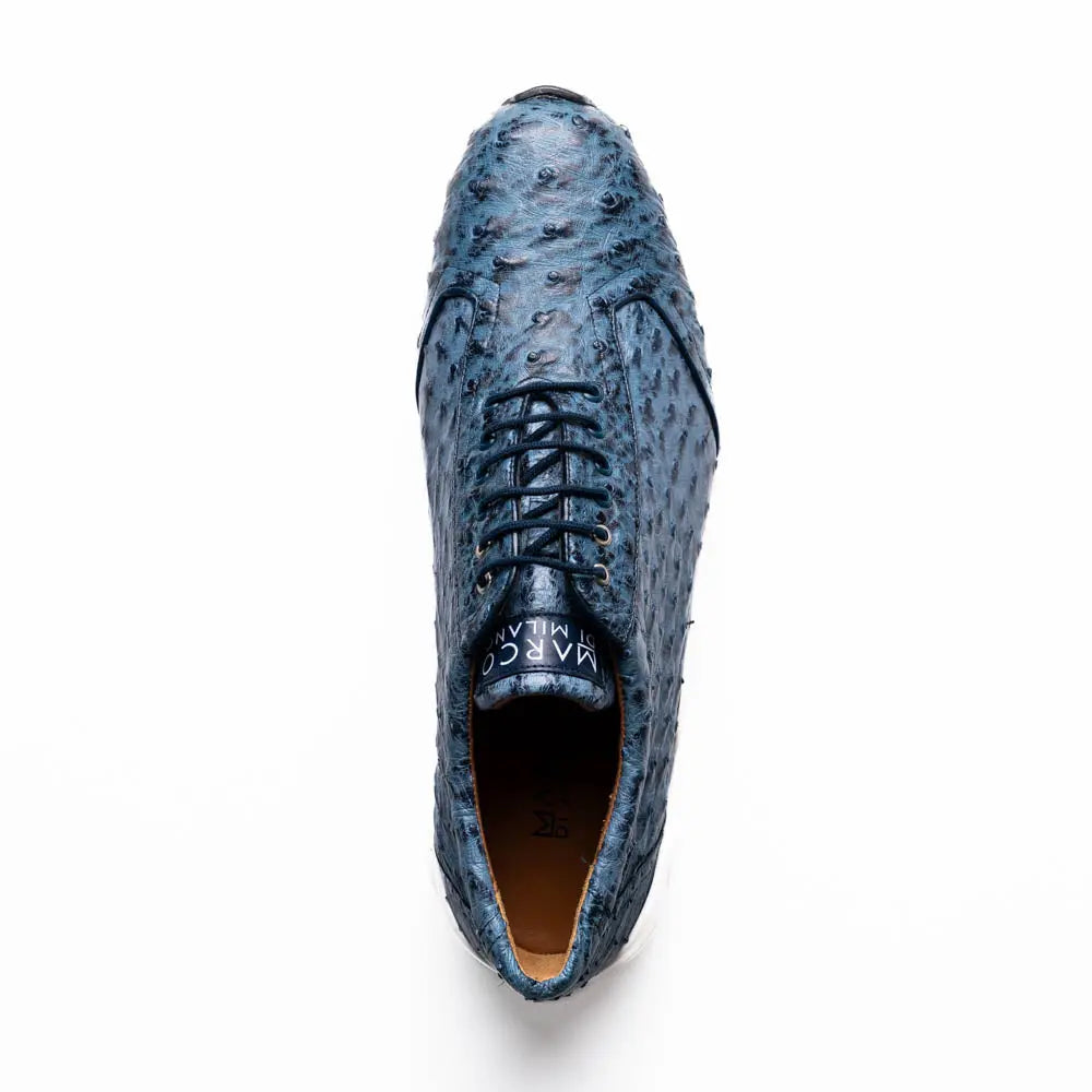 Marco Di Milano Varenna Blue Jeans Genuine Ostrich Sneakers