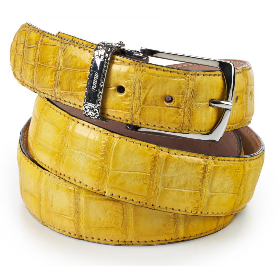 Mauri Burnished Yellow Genuine Body Alligator Hand Painted Belt