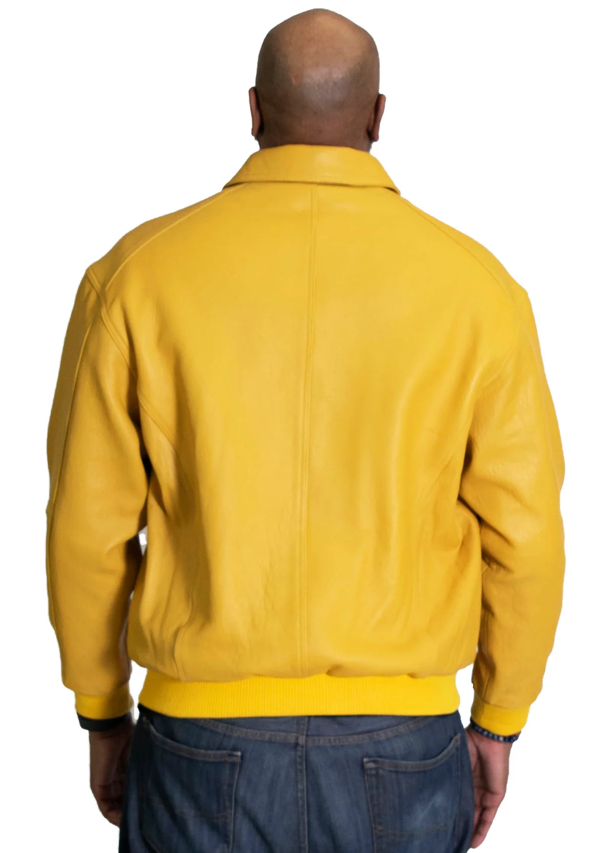 Jakewood 2066 Yellow Genuine Lambskin Napa Leather Bomber Jacket